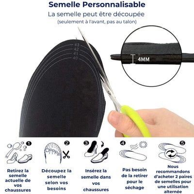 ThermoSemelles | Semelles Chauffantes Réglables avec Contrôle de Température - Pour Temps Froid et Pieds Froids